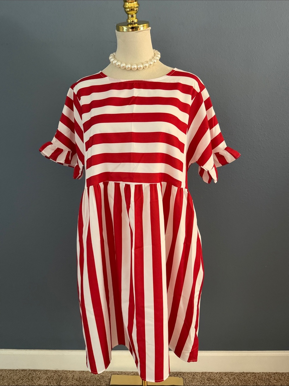 Red and White Striped Dress
